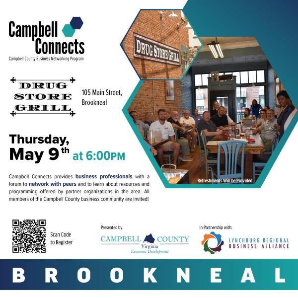 Promotional flyer for Brookneal Campbell Connects 2024