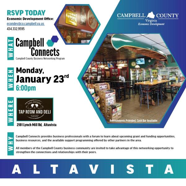 Flyer for January 2023 Campbell Connects event in Altavista