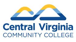Logo for Central Virginia Community College with 2 mountain graphics