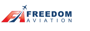 Freedom Aviation logo with F-A and an airplane flying up between the red letters