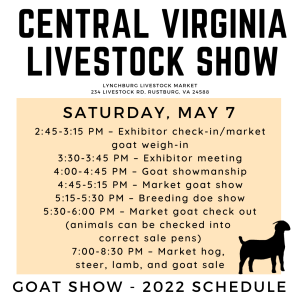 Goat Show schedule