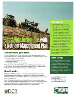 Flyer about Nutrient Management Plan Cost Share Program from SWCD