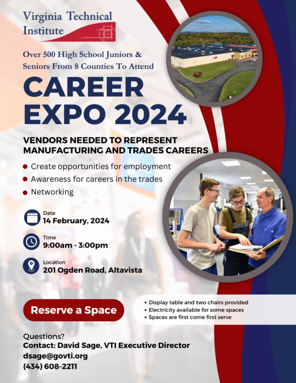 Flyer with information on registering as a vendor for the Career Expo