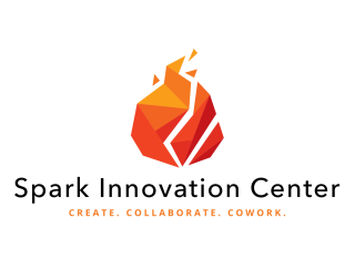 Logo for the Spark Innovation Center with a flame above the name