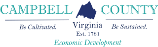 Campbell County Economic Development logo with blue lettering and County boundary