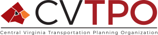 Central Virginia Transportation Planning Commission red and black lettering reading CVTPO with a cardinal image 
