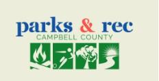 Parks and rec campbell county logo with green recreational activity icons