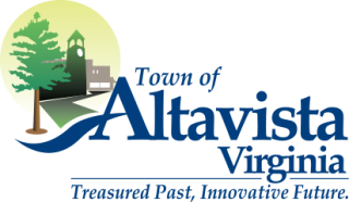 Town of Altavista logo with tree and library tower. bottom reads "Treasured Past, Innovative Future"
