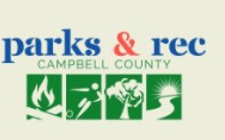 Parks and rec campbell county logo with green recreational activity icons
