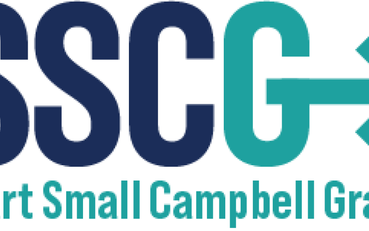 Logo SSCG with arrow and the words Start Small Campbell Grant