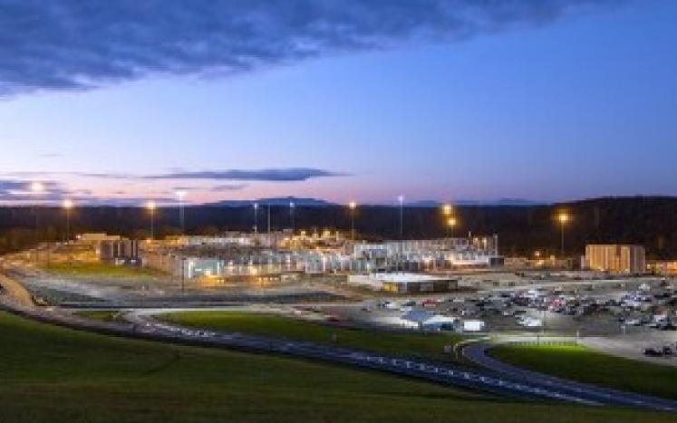 Twilight photo of BWX Technologies facility in Campbell County Virginia